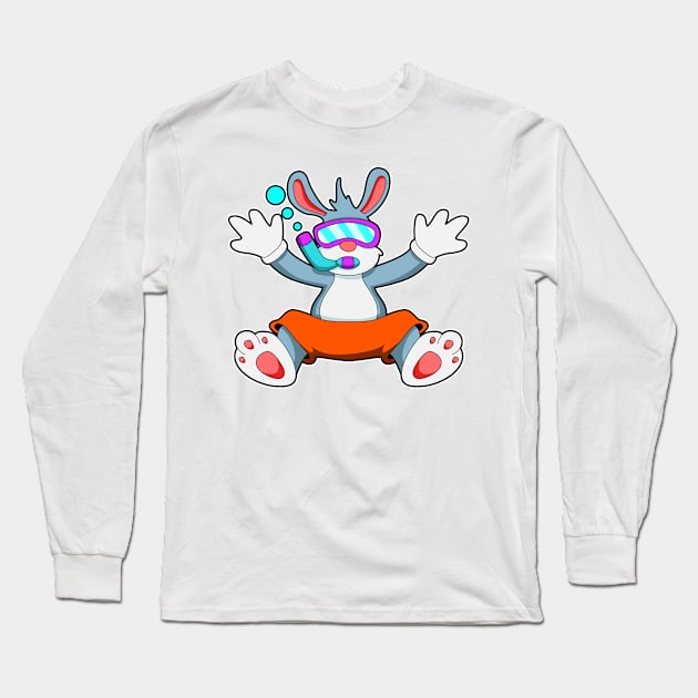 Rabbit at Diving with Swimming goggles & Snorkel Long Sleeve T-Shirt by Markus Schnabel